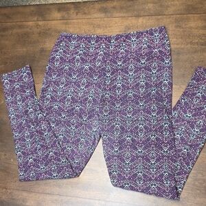 LuLaRoe Black and Purple Geometric Leggings
